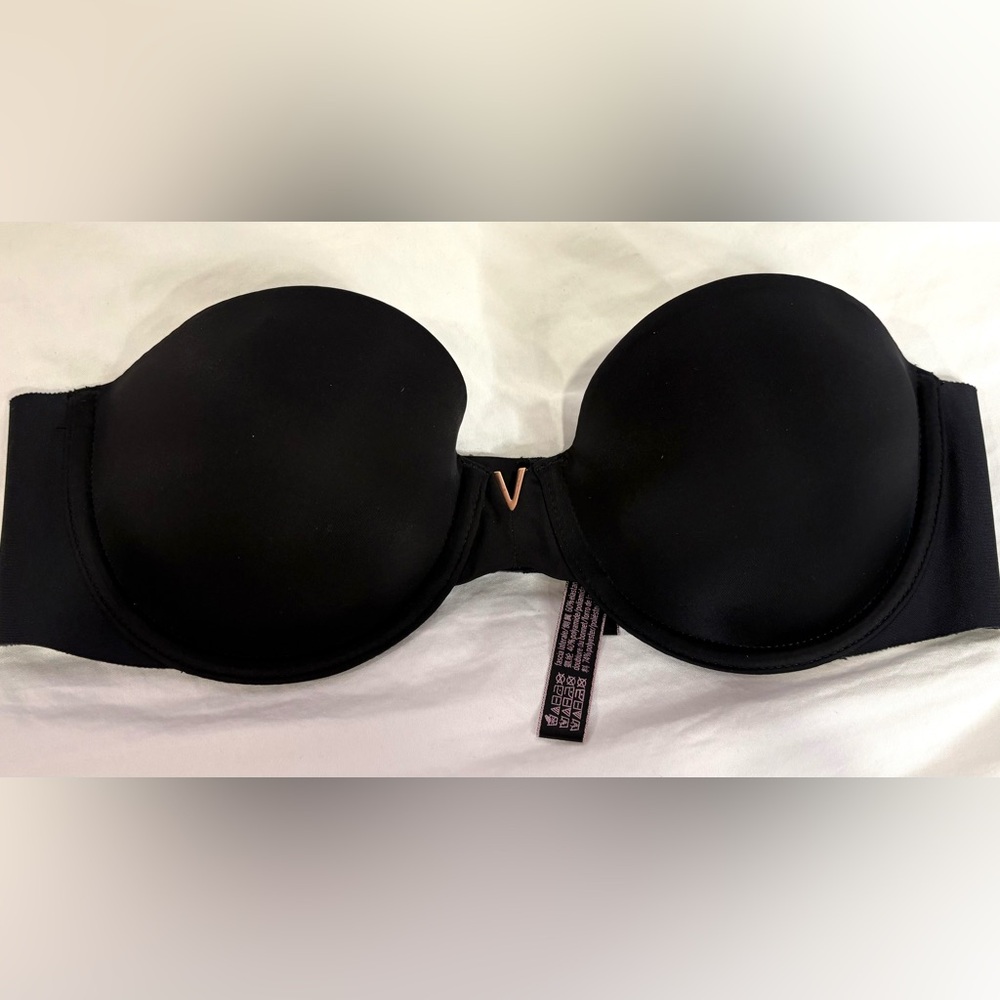 Victorias Secret multi-way pushup black lightly lined strapless bra 34B